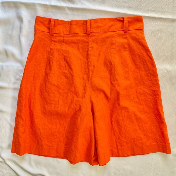 ASOS Design Orange High Waist Cotton Linen Mom Shorts - Size 8 US - Picture 4 of 6